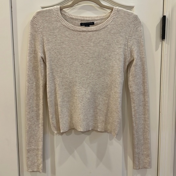 American Eagle Wrap Back Sweater - Heather Cream - Picture 1 of 8